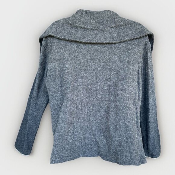 Tinu & Stu 100% Wool Shawl Collar Wrap Sweater Women's Size Large Metallic Trim - Picture 8 of 11